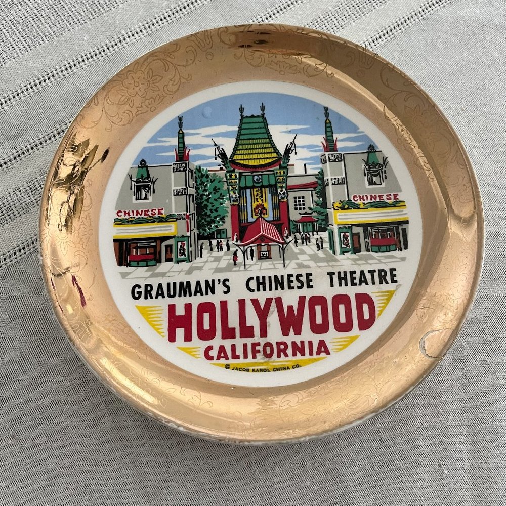 Vtg.Grauman’s Chinese Theatre–Hollywood California  Souvenir Plate–Jacob Karol